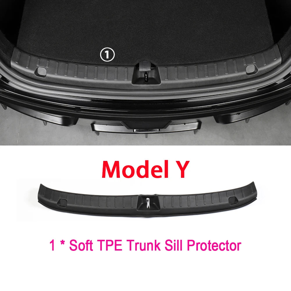 Rear Trunk Bumper Protector Guard For Tesla Model Y Juniper Launch Accessories 2025 2024 Trunk Threshold Sill Cover Mat Plate Beauty World Shop