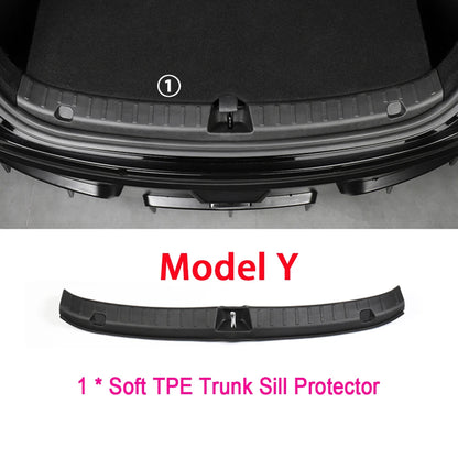 Rear Trunk Bumper Protector Guard For Tesla Model Y Juniper Launch Accessories 2025 2024 Trunk Threshold Sill Cover Mat Plate Beauty World Shop