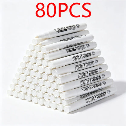 New 1/2/3PCS Waterproof Metal Marker Permanent White Paint Pen Washing Art Painting Graffiti Pens Fabric Wood Leather Marker1MM Beauty World Shop