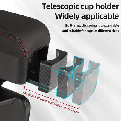Height Adjustable Car Center Console Gap Storage Organizer with Liftable Tray Elbow Support Armrest Pad for SUV Sedan Beauty World Shop
