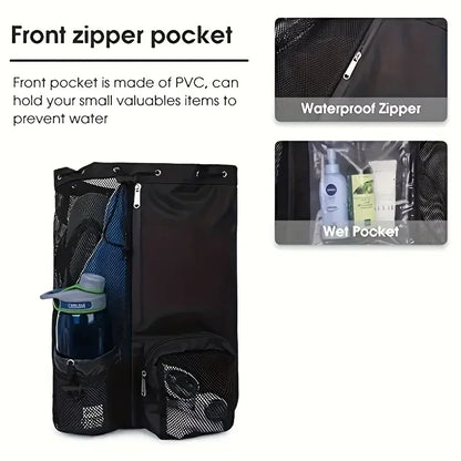 Swimming Bag Mesh Drawstring Backpack Convenient To Carry Beach Diving Backpack Wet Backpack Gym Sports Backpack Beauty World Shop