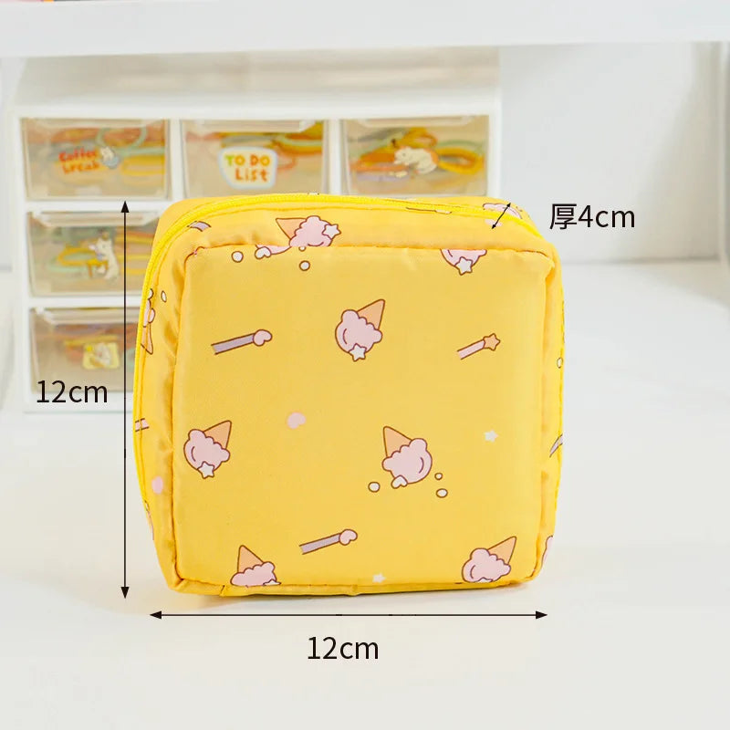 Women Sanitary Napkin Tampon Storage Bag Portable Waterproof Organizer Pouch Cartoon Pattern Sanitary Napkin Bag Beauty Trend Shop