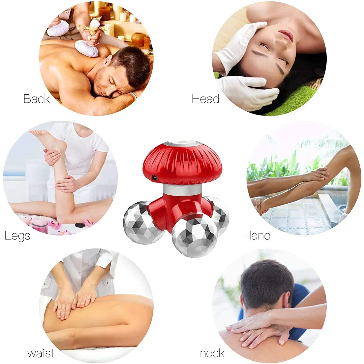 New 4 in1 Handheld Vibrating Massager with 3 Kneading Massage Heads for Self Massage Relaxation or Muscle Tension Mini Massager Beauty World Shop