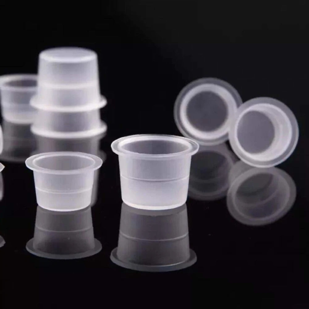 CJMIO 100/1000pcs Disposable Microblading Tattoo Ink Cups S M L Plastic Permanent Makeup Pigment Clear Holder Container Cap Beauty World Shop