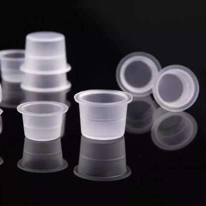 CJMIO 100/1000pcs Disposable Microblading Tattoo Ink Cups S M L Plastic Permanent Makeup Pigment Clear Holder Container Cap Beauty World Shop