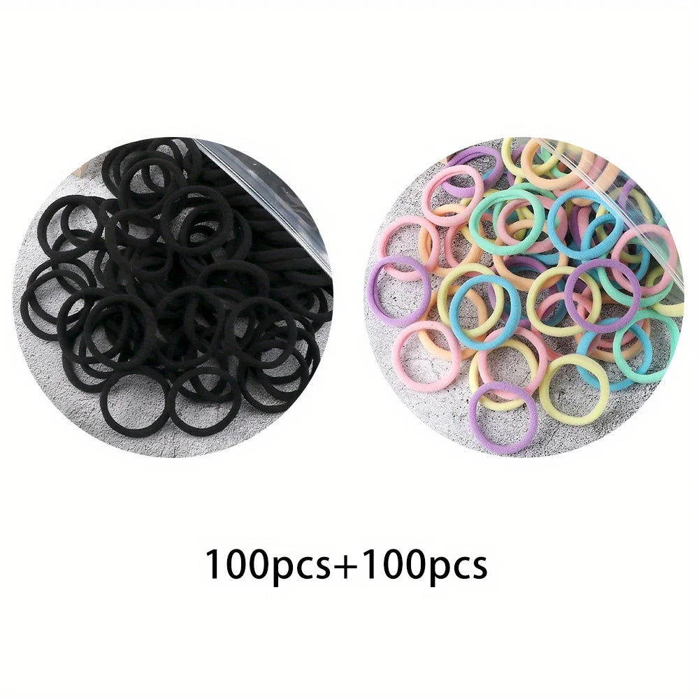 50/100/200pcs Women Girl Mixed Colors Hair Bands Basic Hair Ties Elastic Headband Simple Hair  Accessories Ponytail Holder Beauty Fashion