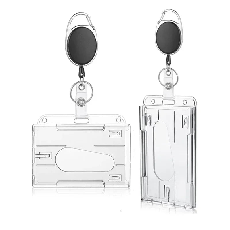1 Pcs Aluminum Alloy Card Cover Case Bank Business Work Card Holder with ABS Retractable Badge Reel Credit ID Card Badge Bag Beauty World Shop