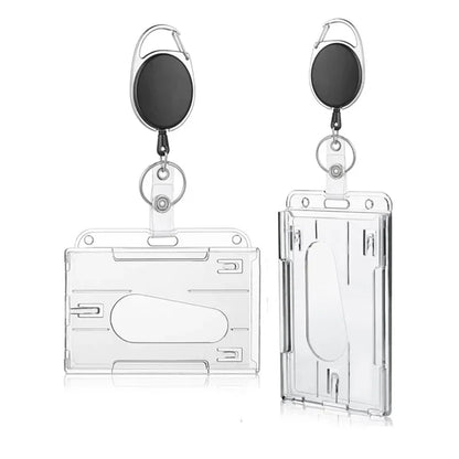 1 Pcs Aluminum Alloy Card Cover Case Bank Business Work Card Holder with ABS Retractable Badge Reel Credit ID Card Badge Bag Beauty World Shop