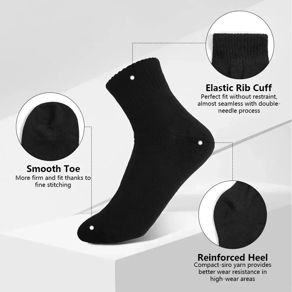 Men's Mid-Calf Cotton Socks 10/5/3 Pairs | Soft Breathable All-Season Crew Socks Solid Color for Daily Work, Sports &Casual Wear Beauty World Shop