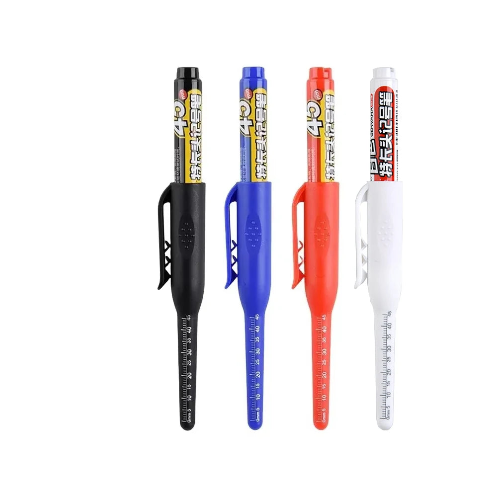 45mm Waterproof Deep Hole Marker Pens Long Nib Head Carpenter Pen Black/Blue/Red Ink for Multi-Purpose Woodworking Hand Tools Beauty World Shop
