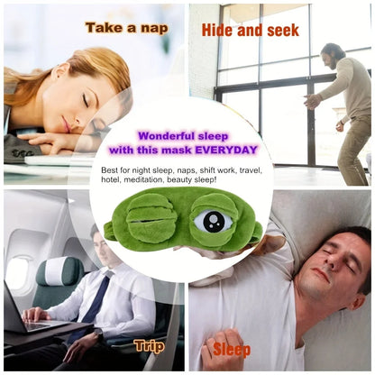 3D Sad Frog Sleep Mask Natural Sleeping Eyeshade Cover Shade Eye Patch Women Men Soft Portable Blindfold Travel Eyepatch Beauty World Shop