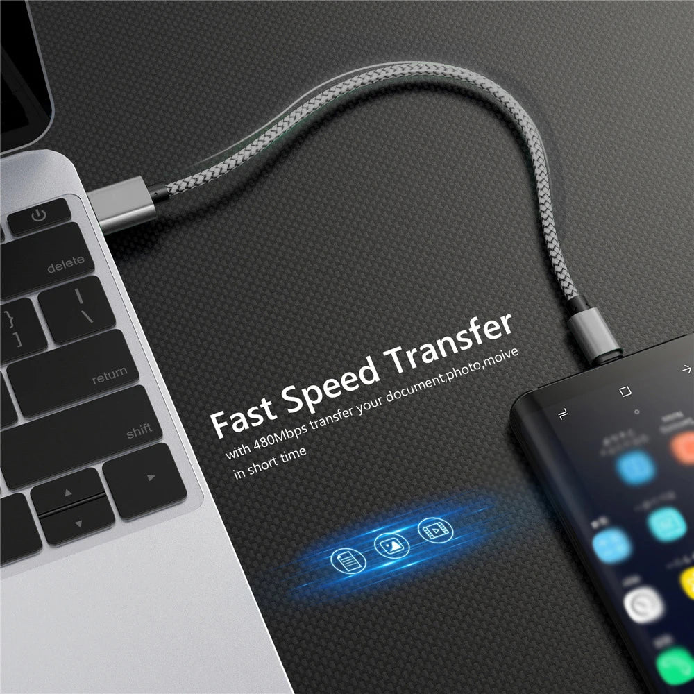 USB A to Type C Charging Cable 2A Fast Charger Nylon Data Cable 1M 2M 3M For Iphone Android Huawei Samsung TypeC Charging Device Beauty World Shop