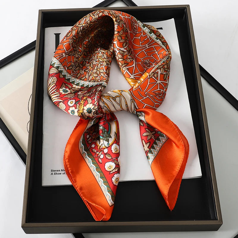60Colors Luxury Scarf Women 70*70Cm Silk Feel Square Hair Wrapping Foulard Satin Shawl Big Size Head Bandana Hijab Handkerchief Beauty World Shop