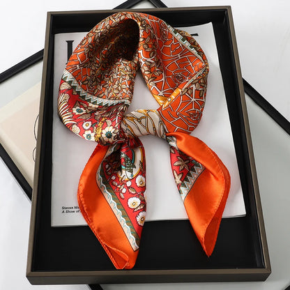 60Colors Luxury Scarf Women 70*70Cm Silk Feel Square Hair Wrapping Foulard Satin Shawl Big Size Head Bandana Hijab Handkerchief Beauty World Shop