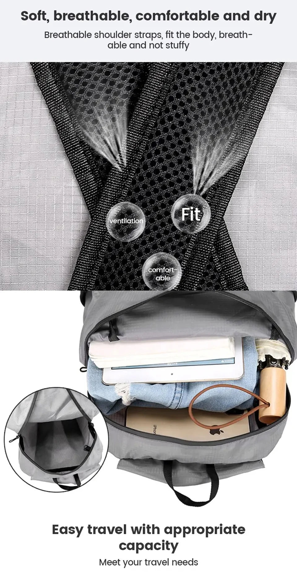 Outdoor Hiking Bag 20L Lightweight Portable Backpack Foldable Waterproof Folding Ultralight Pack for Women Men Travelling Hiking Beauty World Shop