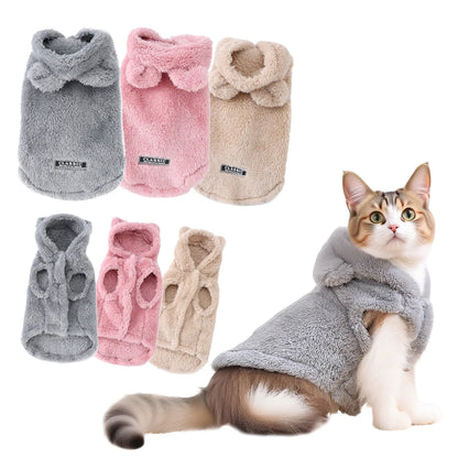 Pet Cats Coat Hoodie For Small Medium Dogs Winter Warm Fleece Puppy Kitten Clothes Jacket Cozy Cute Sphynx Cat Sweater Apparel Beauty World Shop