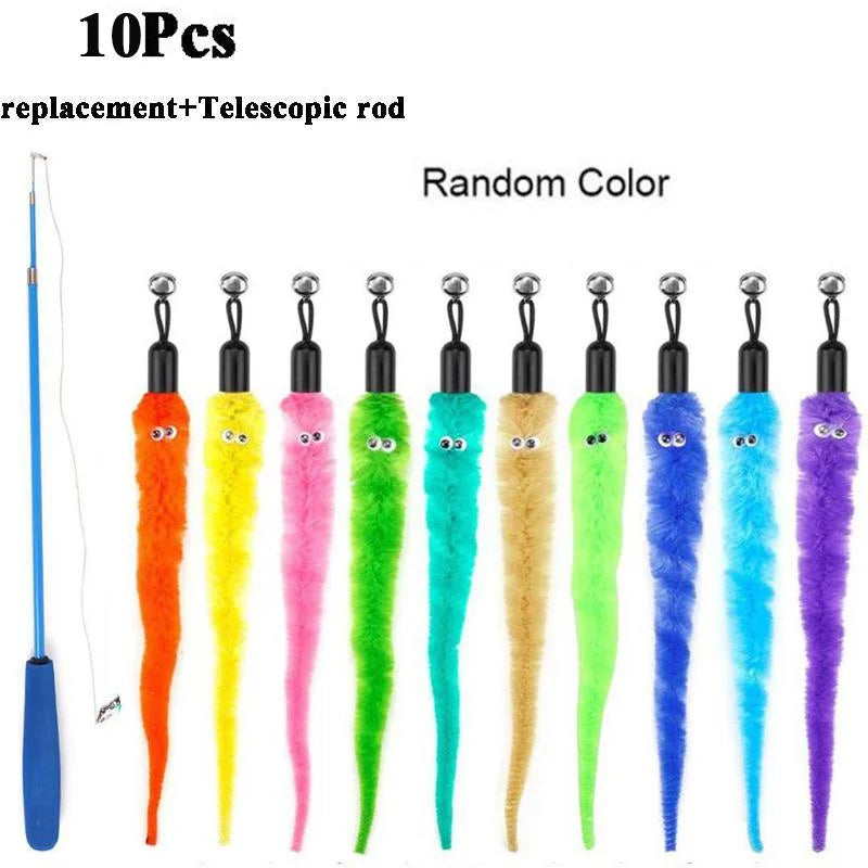 Replace Plush Cat Toy Accessories Worms Replacement Head Funny Cat Stick Pet Toys 5/10/6/11 Pcs Beauty World Shop