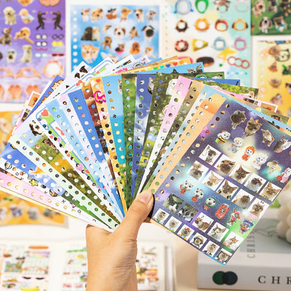 30Pcs/Book Cute Pet Battle Cut-Out Coil Sticker Book DIY Handbook Calendar Greeting Cards Diary Notebook Album Material Stickers Beauty World Shop