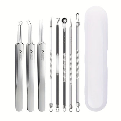 Stainless Steel Blackhead Removal Kit, Blemish and Acne Bottle Tool for All Skin Types, 8-Pack Beauty World Shop