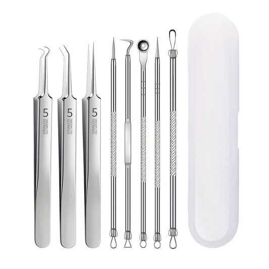 Stainless Steel Blackhead Removal Kit, Blemish and Acne Bottle Tool for All Skin Types, 8-Pack Beauty World Shop