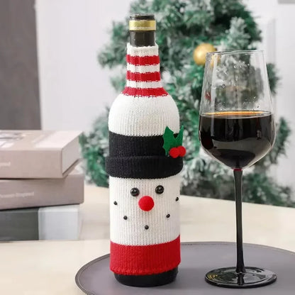 Christmas Wine Bottle Cover Set Santa Snowman Woven Wine Bottle Bags for Christmas Party Dinner Table Decorations New Year Gifts Beauty World Shop