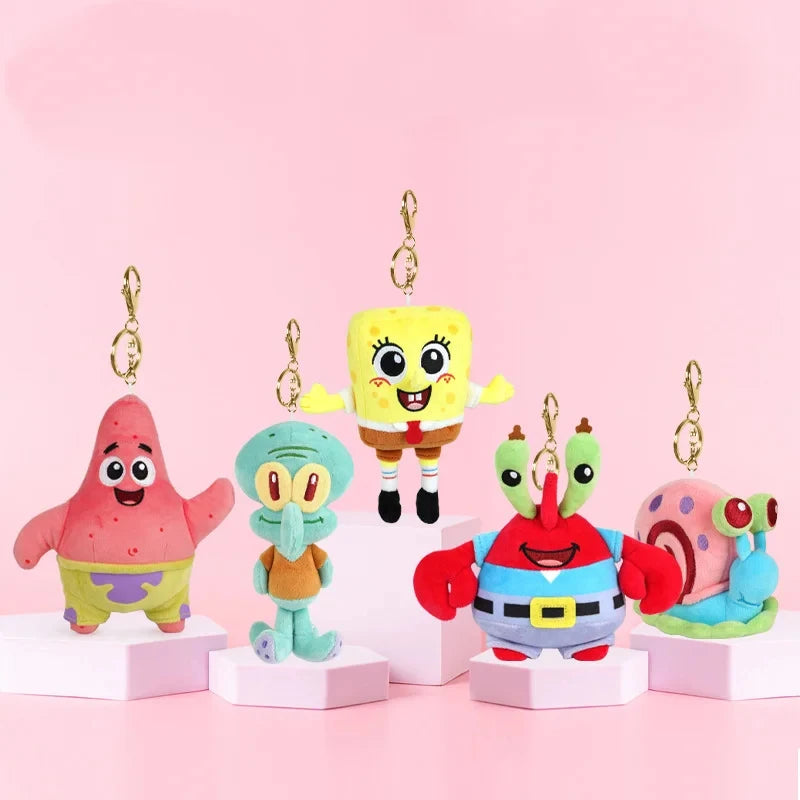 Kawaii Cartoon Spongebob Patrick Star Plush Toy Keychain Stitch Creative Gary Backpack Pendant Squidward Tentacles Friends Gifts Beauty World Shop