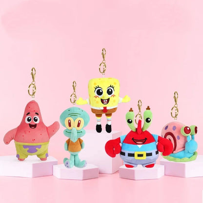 Kawaii Cartoon Spongebob Patrick Star Plush Toy Keychain Stitch Creative Gary Backpack Pendant Squidward Tentacles Friends Gifts Beauty World Shop