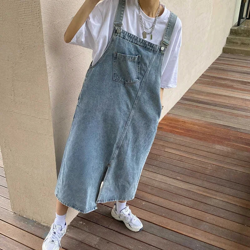 Spring Summer Denim Overall Dress Women Sleeveless Jeans Dresses Fashion Female Solid Slip Casual Loose Spaghetti Strap Dresses Beauty Trend Shop