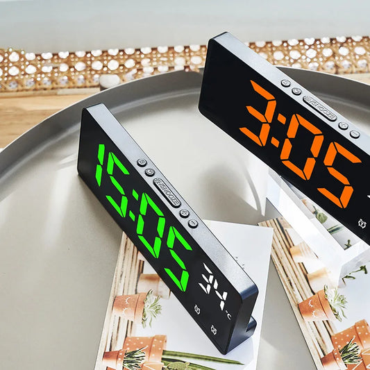Creative Number Clock Color Nightlight Temperature Calendar Alarm Clock LED Large Number Electronic Clock Backlight Home Decor Beauty World Shop