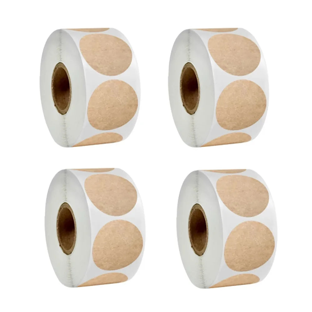 500 pcs / 1 Roll, Kraft Round Self-Adhesive Label Paper Items Classification Name Stickers Personalized Labels Beauty World Shop