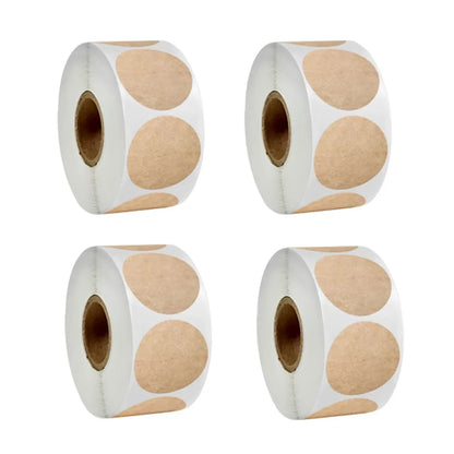 500 pcs / 1 Roll, Kraft Round Self-Adhesive Label Paper Items Classification Name Stickers Personalized Labels Beauty World Shop