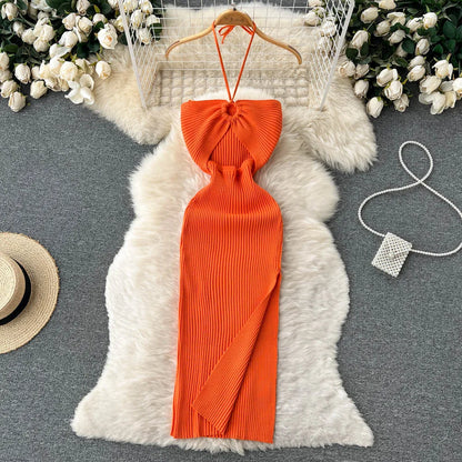 YuooMuoo Chic Fashion Sexy Package Hips Split Knitted Summer Dress 2025 Women Slim Elastic Bodycon Party Dress Streetwear Outfit Beauty World Shop