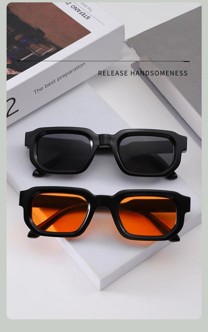 New Retro Rectangular Frame Sunglasses - Fashionable Retro Sunglasses With Uv400 Protection3007 Beauty World Shop