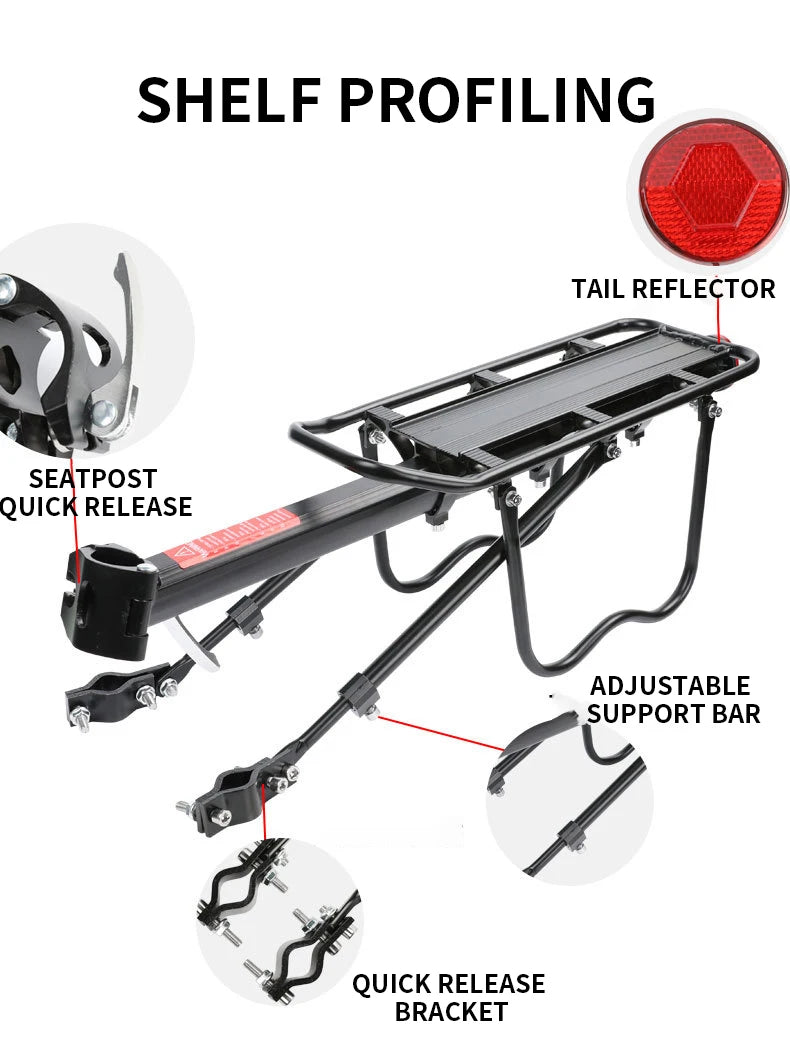 Mountain Bike Carrier With Reflective Plate Riding Equipment Quick Disassembly Aluminum Alloy Bicycle Rear Shelf Bicycle Parts Beauty World Shop