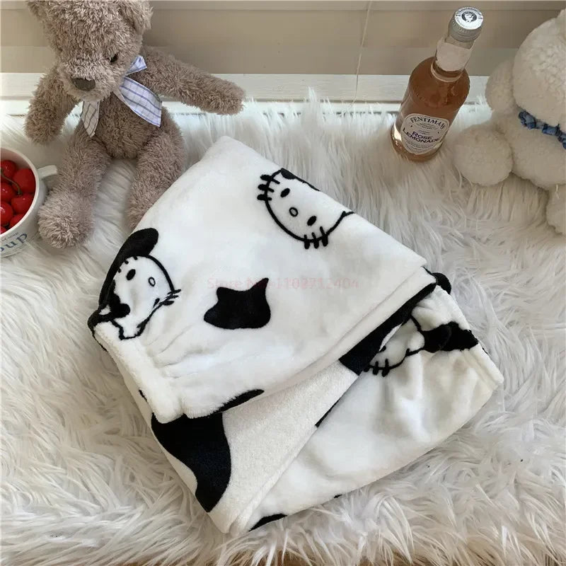 2024 Sanrio Hello Kitty Pajamas Halloween Flannel Fashion Trouserswomen Kawaii Woolen Anime Cartoon Casual Home Pants Autumn Beauty Fashion