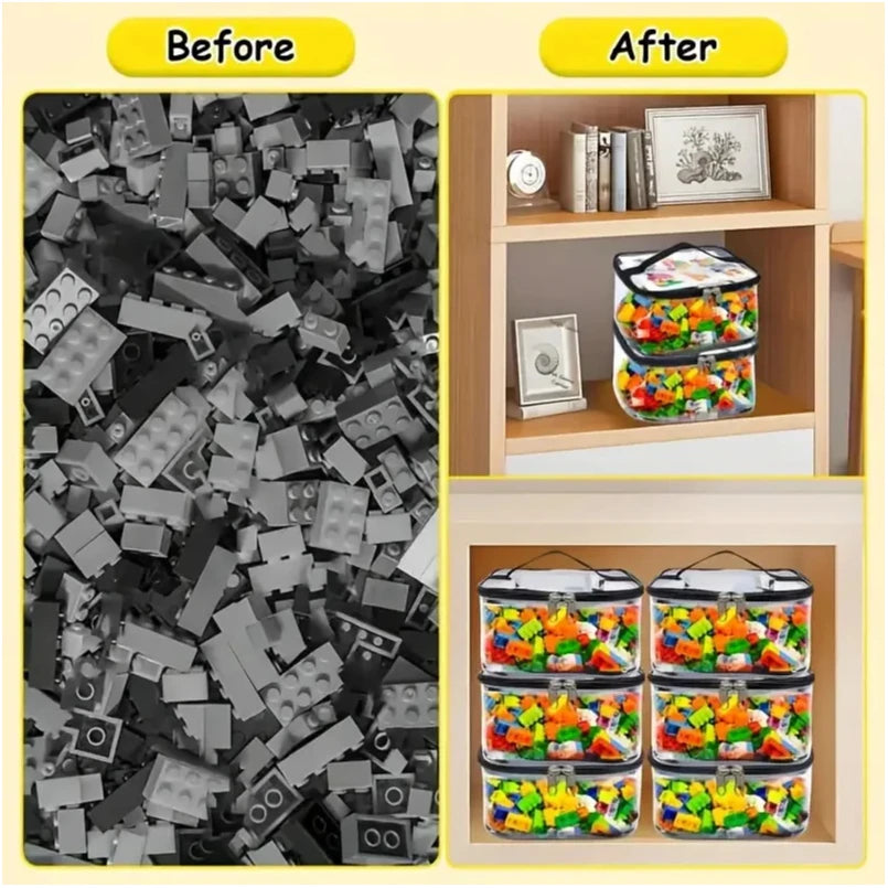 Transparent Mesh Zipper Toy Storage Bag - Large Capacity Puzzle and Block Organizer, Ideal for Toy and Building Block Storage So Beauty World Shop
