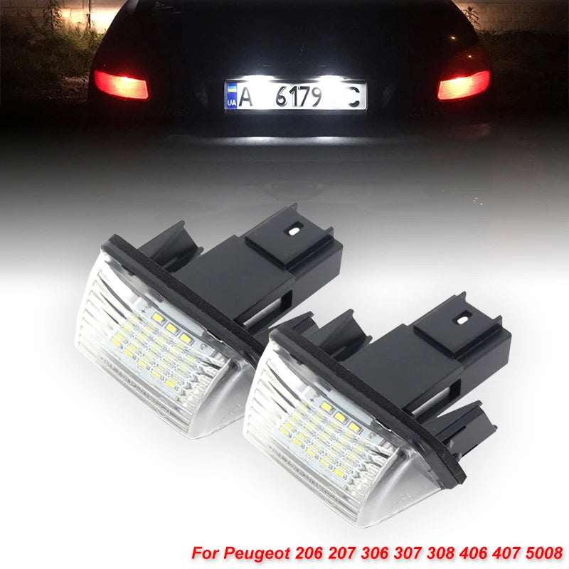 2pcs Canbus LED License Number Plate Lights Bulbs For Peugeot 206 207 307 308 406 407 Citroën C3 C4 C5 BERLINGO SAXO XSARA Beauty World Shop
