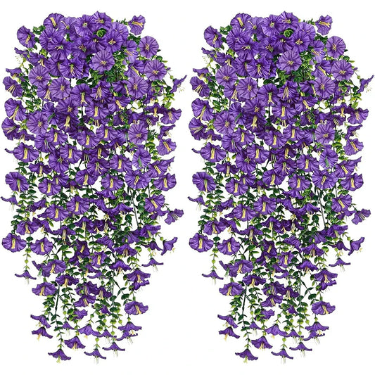 1/2Pc 75cm White Artificial Morning Glory Wall Hanging Faux Violet Plants Hanging Flowers Vines for Home Garden Wedding Decor Home Accessories Store