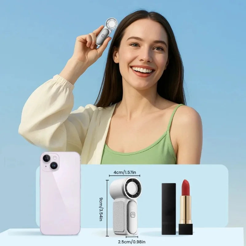 Mini Handheld Fan - Portable Turbo Fan with 100 Wind Speed, 1200mAh & Type-C, - Cooling Blower，Travel,R Cooling Device Beauty World Shop