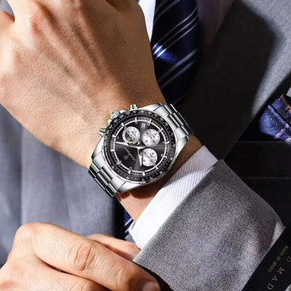 POEDAGAR Business Brand Man Wristwatch Waterproof Stainless Steel Luminous Men Watch Chronograph Date Men's Quartz Watches Reloj Beauty World Shop