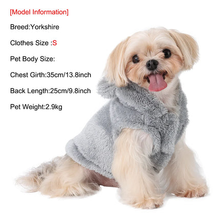 Dog Clothes For Small Medium Dogs Cats Autumn Winter Warm Dog Hooded Clothing Soft Kitten Vest Coat Yorkshire Jacket Pet Outfits
