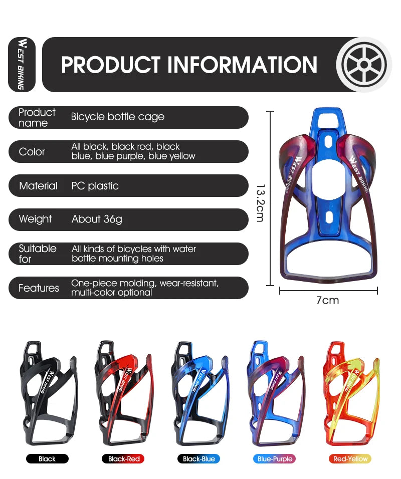 WEST BIKING Bicycle Water Bottle Cage Colorful Gradient Cycling Bottle Holder Ultralight MTB Road Bike Water Bottle Bracket Beauty World Shop