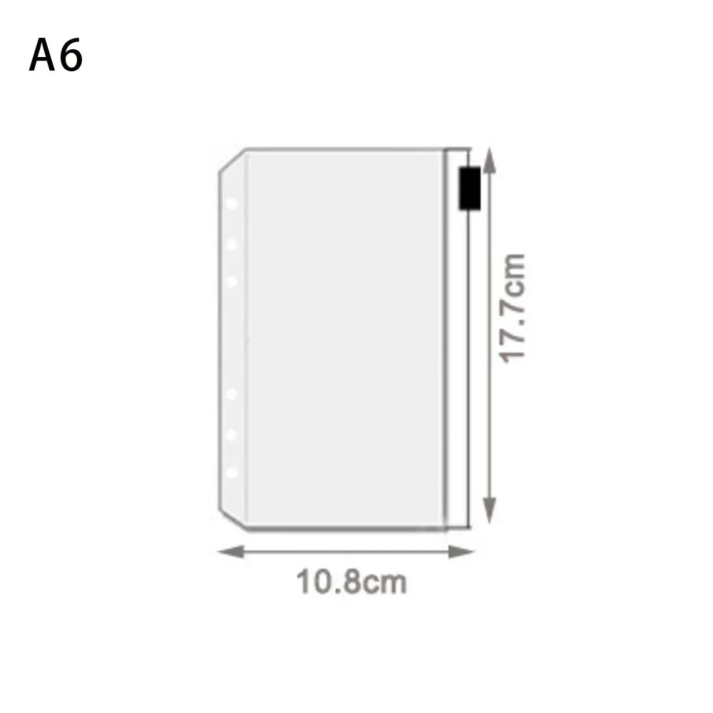 10Pcs  A5 A6 A7 Binder Pocket Binder Zipper Folders for 6 Ring Notebook Divider Page Waterproof PVC Leaf Document Filing Bag Beauty World Shop