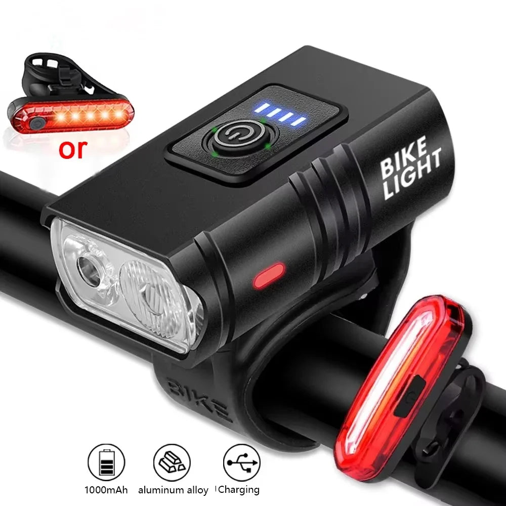 Rechargeable Bike Front Lights Bicycle Taillight MTB Road Bike Light Set Bicycle Headlight Back Rear Lamp Cycling Accessories Beauty World Shop