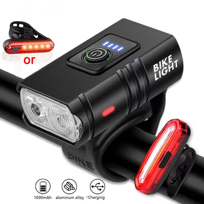 Rechargeable Bike Front Lights Bicycle Taillight MTB Road Bike Light Set Bicycle Headlight Back Rear Lamp Cycling Accessories Beauty World Shop