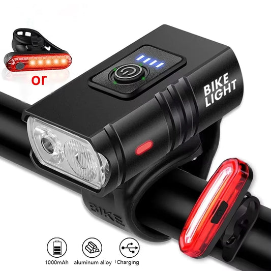 Rechargeable Bike Front Lights Bicycle Taillight MTB Road Bike Light Set Bicycle Headlight Back Rear Lamp Cycling Accessories Beauty World Shop