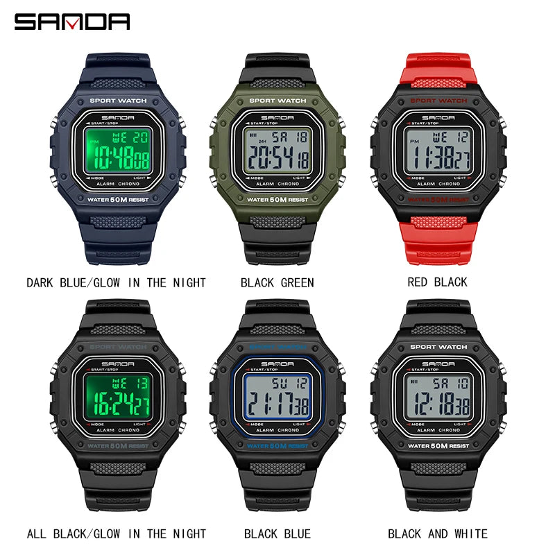 SANDA 2156 Fashion Mens Watch Military Water Resistant Sport Watches Army Big Dial Led Digital Wristwatches Stopwatches For Male Beauty World Shop