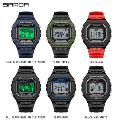 SANDA 2156 Fashion Mens Watch Military Water Resistant Sport Watches Army Big Dial Led Digital Wristwatches Stopwatches For Male Beauty World Shop