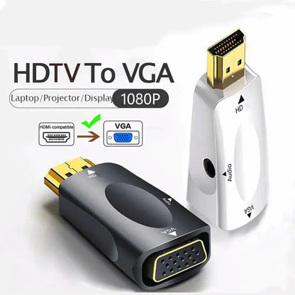 Hdmi Compatible Vga Cable Converter, Male To Female Adapter, 3.5mm Jack, Audio, Hd 1080p For Pc, Laptop, Tablet Beauty World Shop