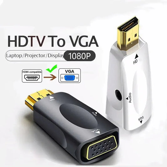 Hdmi Compatible Vga Cable Converter, Male To Female Adapter, 3.5mm Jack, Audio, Hd 1080p For Pc, Laptop, Tablet Beauty World Shop